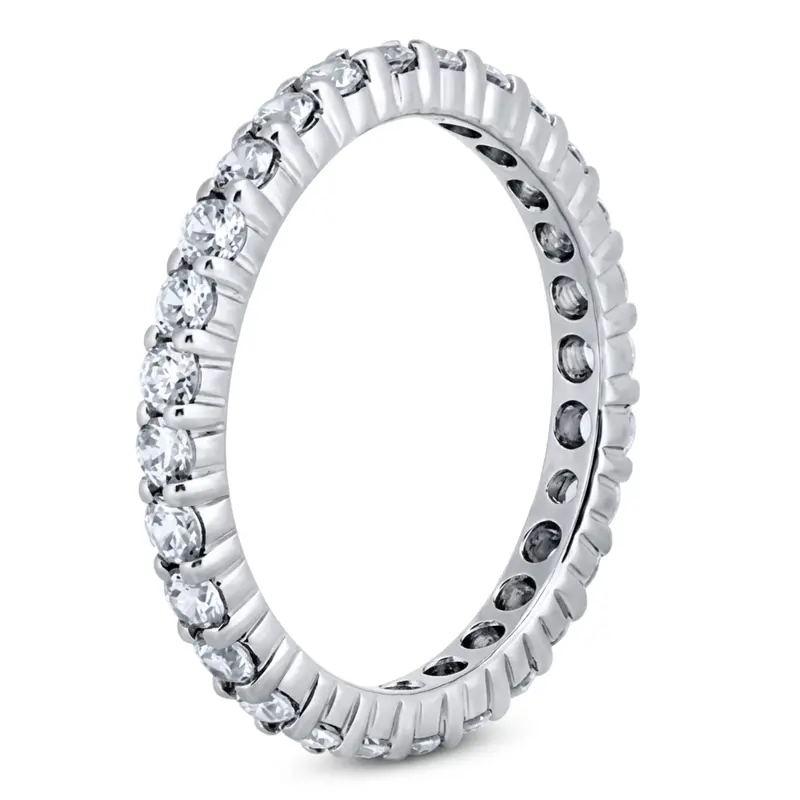 18K white gold 0.75 ct. Round Cut Prong Set Diamond Eternity Wedding Band - alternate view 2