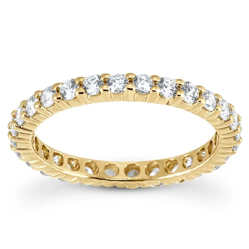 14K yellow gold 0.93 ct. Round Cut Prong Set Diamond Eternity Wedding Band - alternate view 3