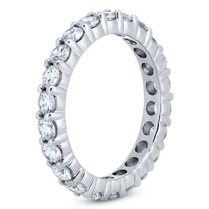 14K white gold 1.47 ct. Round Cut Prong Set Diamond Eternity Wedding Band - main view