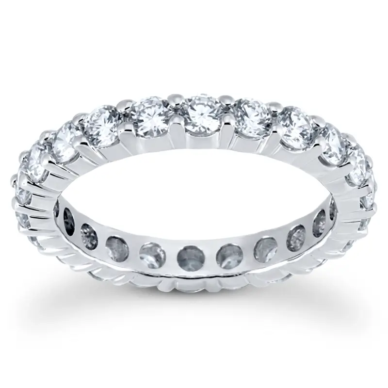 14K white gold 1.47 ct. Round Cut Prong Set Diamond Eternity Wedding Band - alternate view 2