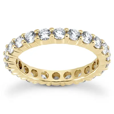 14K white gold 1.47 ct. Round Cut Prong Set Diamond Eternity Wedding Band - alternate view 3 thumbnail