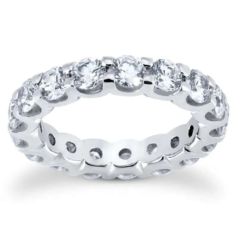 14K white gold 2.80 ct. Round Cut Prong Set Diamond Eternity Wedding Band - main view