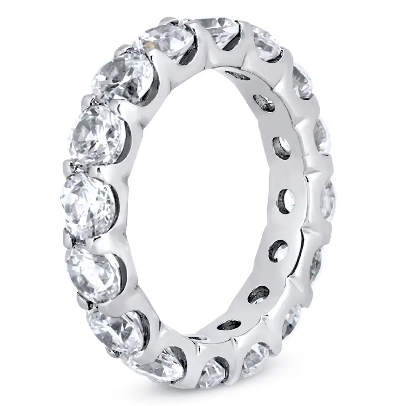 14K white gold 4.20 ct. Round Cut Prong Set Diamond Eternity Wedding Band 1 - main view