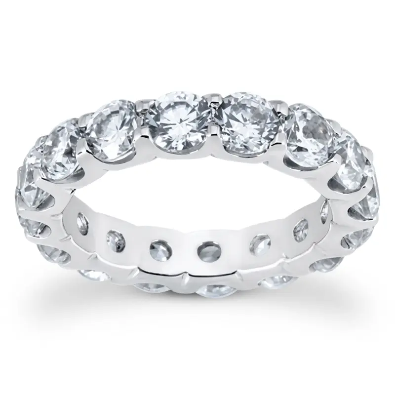 14K white gold 4.20 ct. Round Cut Prong Set Diamond Eternity Wedding Band 1 - alternate view 2