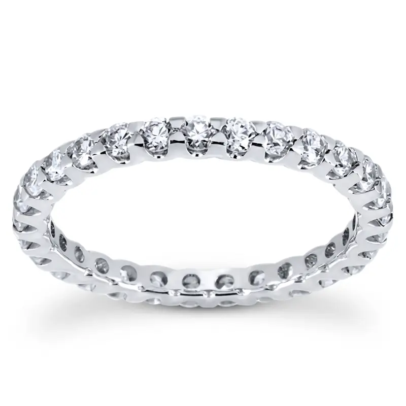 14K white gold Contemporary Common Prong low Set Diamond Eternity Wedding Band (0.84 ct. tw.) - main view