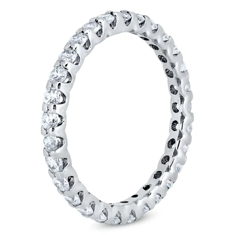 14K white gold Contemporary Common Prong low Set Diamond Eternity Wedding Band (0.84 ct. tw.) - alternate view 2
