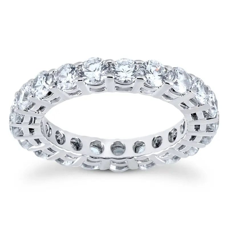 14K white gold 2.70 ct. Round Cut Prong Set Diamond Eternity Wedding Band - main view