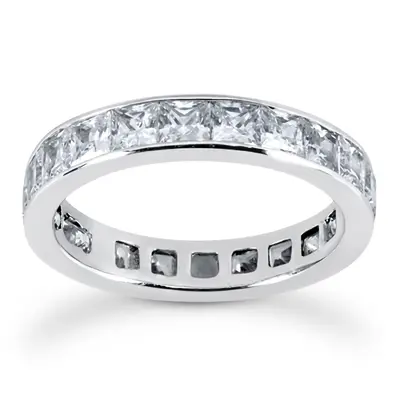 3.23 ct. Princesss Cut Channel Set Diamond Eternity Wedding Band