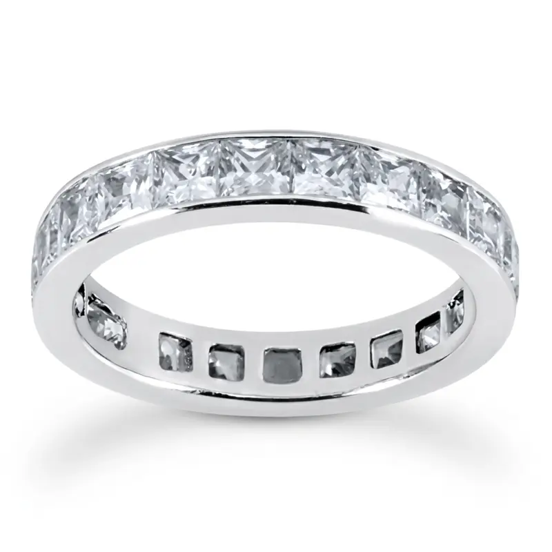 14K white gold 3.23 ct. Princesss Cut Channel Set Diamond Eternity Wedding Band - main view
