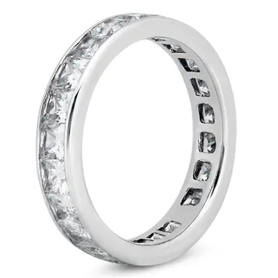 14K white gold 3.23 ct. Princesss Cut Channel Set Diamond Eternity Wedding Band - alternate view 3 thumbnail