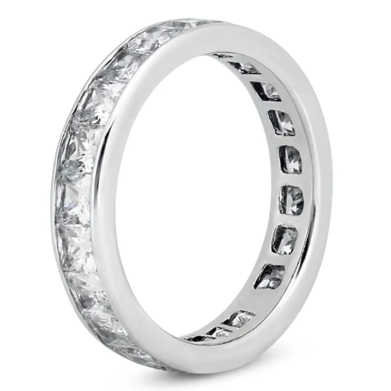 14K white gold 3.23 ct. Princesss Cut Channel Set Diamond Eternity Wedding Band - alternate view 3