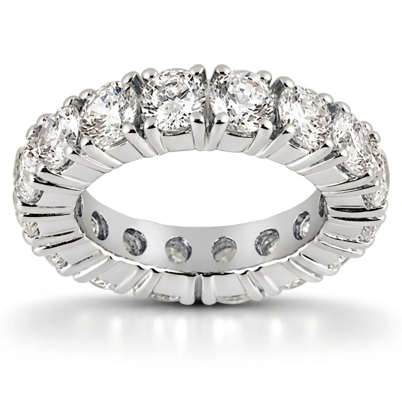 14K white gold 4.00 ct. Round Cut Four Prong Setting Diamond Eternity Wedding Band - main view
