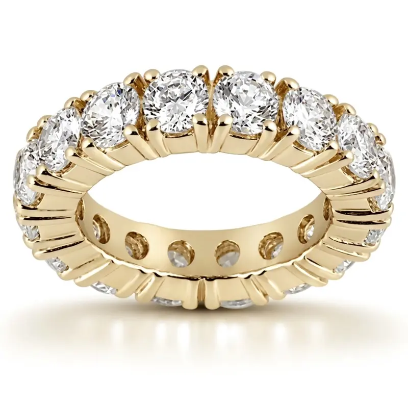 14K white gold 4.00 ct. Round Cut Four Prong Setting Diamond Eternity Wedding Band - alternate view 2