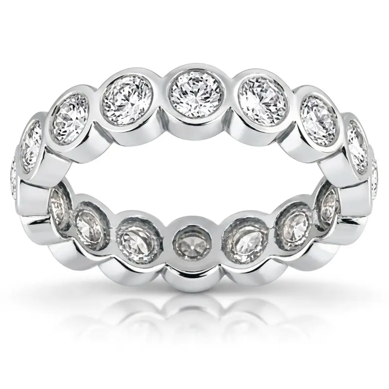14K white gold 1.50 ct. Round Cut Bezel Set Diamond Eternity Wedding Band - main view