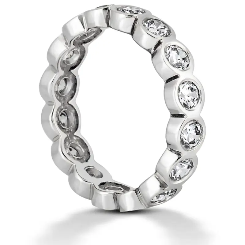 14K white gold 1.50 ct. Round Cut Bezel Set Diamond Eternity Wedding Band - alternate view 2