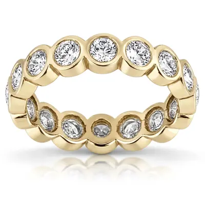 14K white gold 1.50 ct. Round Cut Bezel Set Diamond Eternity Wedding Band - alternate view 3 thumbnail