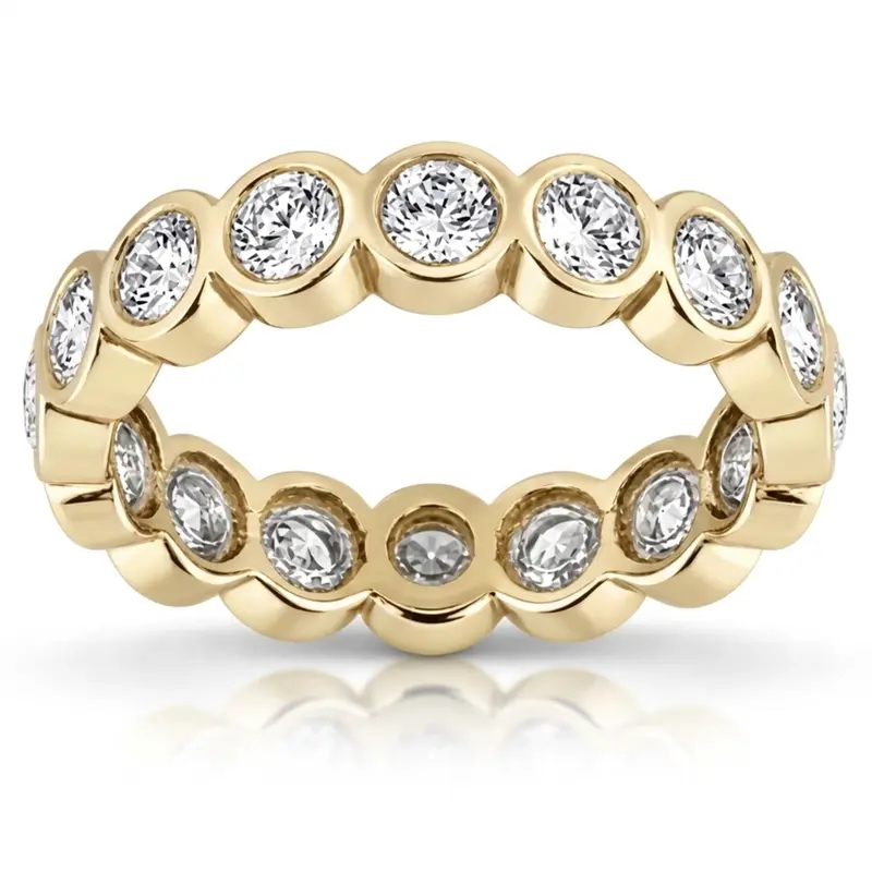 14K white gold 1.50 ct. Round Cut Bezel Set Diamond Eternity Wedding Band - alternate view 3