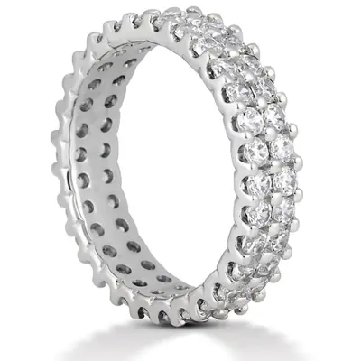 14K white gold 1.62 ct. Exquisite Double-Row Diamond Eternity Wedding Band - alternate view 4 thumbnail