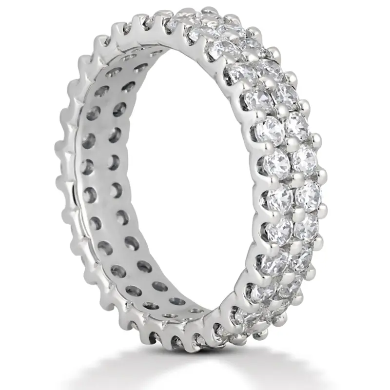 14K white gold 1.62 ct. Exquisite Double-Row Diamond Eternity Wedding Band - alternate view 4