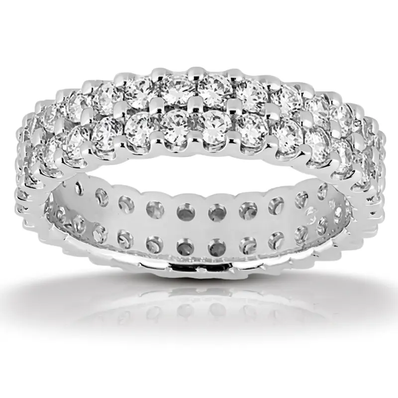 14K white gold 1.62 ct. Exquisite Double-Row Diamond Eternity Wedding Band - main view