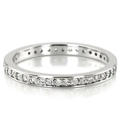 14K white gold 0.40 ct. Prong Set Round Cut Diamond Eternity Wedding Band - alternate view 2 thumbnail