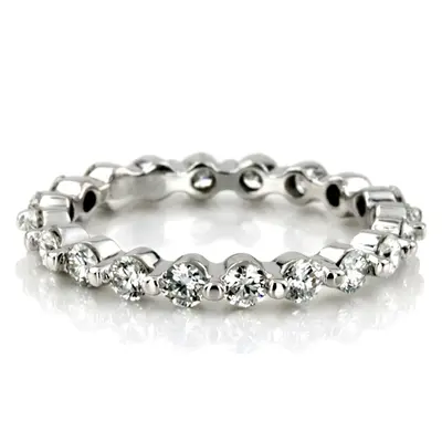 Single Shared Prong Round Cut Diamond Eternity Wedding Band (1.26 ct. tw.) - view 2 of 4