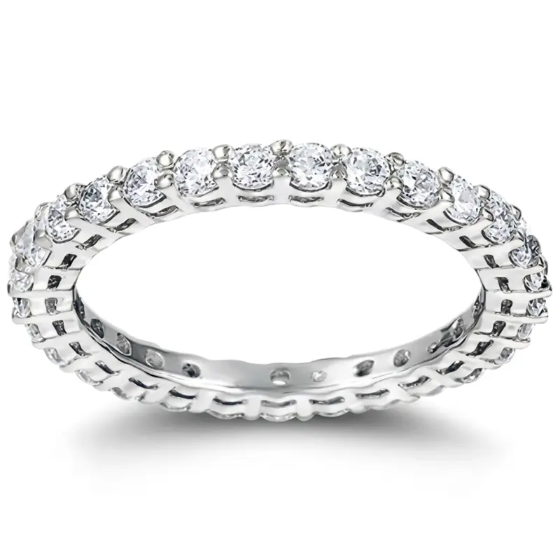 14K white gold Classic Common Prong Basket setting Diamond Eternity Band (0.87 ct. tw.) - main view