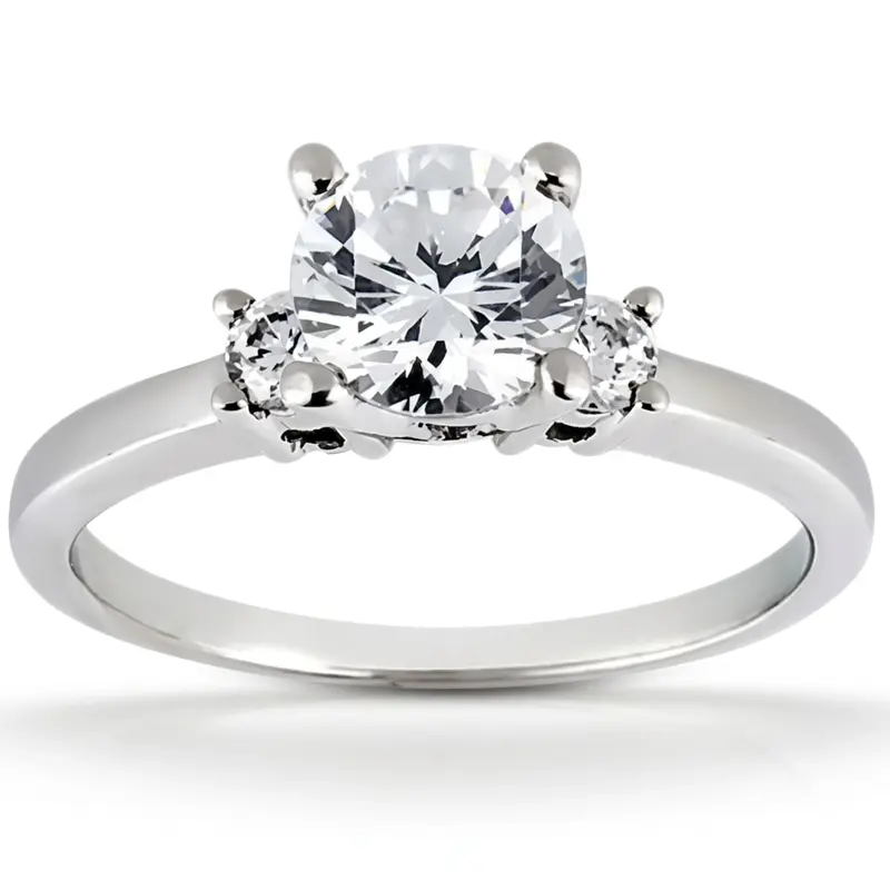 14K white gold Three Stone Prong Set Diamond Engagement Ring (0.20 ct. tw.) - main view