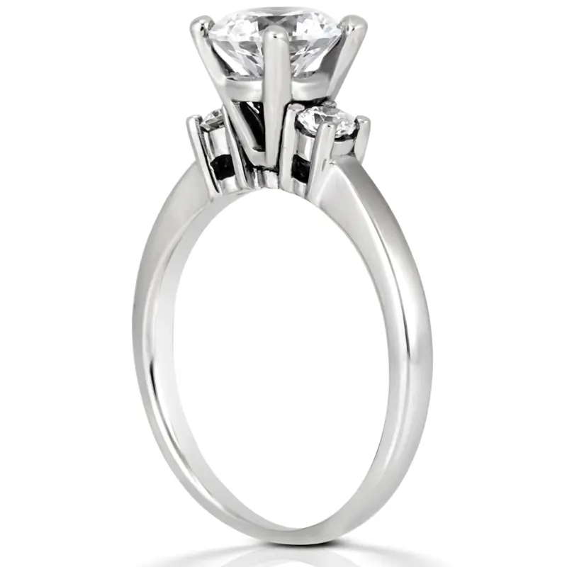 14K white gold Three Stone Prong Set Diamond Engagement Ring (0.20 ct. tw.) - alternate view 3