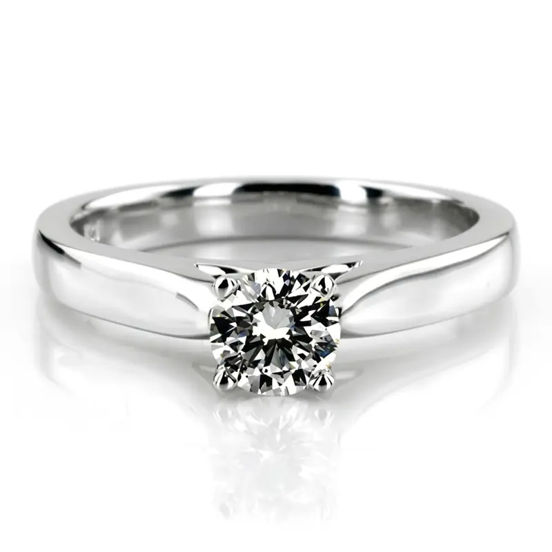 14K white gold Classic Cathedral Solitaire Diamond Engagement Ring - main view