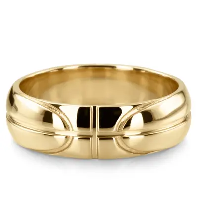 14K yellow gold 7mm. high polish Basketball-Design-Wedding-Band - alternate view 3 thumbnail