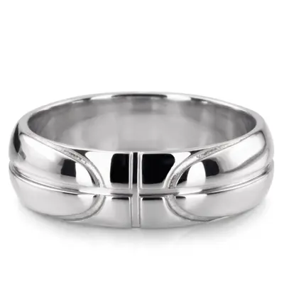 14K white gold 7mm. high polish Basketball-Design-Wedding-Band - alternate view 4 thumbnail