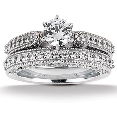 0.92 ct. tw. Round Cut Bead Set Diamond Bridal Ring - view 3