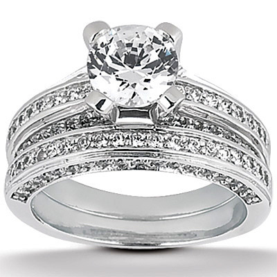 0.56 ct. t.w  Round Cut Bead Set Diamond Wedding Ring thumbnail 3