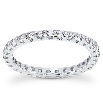 Contemporary Common Prong low Set Diamond Eternity Wedding Band ( 0.87 ct. tw.) - view 1