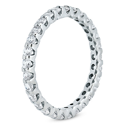 Contemporary Common Prong low Set Diamond Eternity Wedding Band ( 0.90 ct. tw.) - view 2