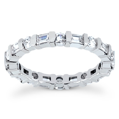 1.35 ct. Multi-Shape Bar Set Diamond Eternity Wedding Band - view 1