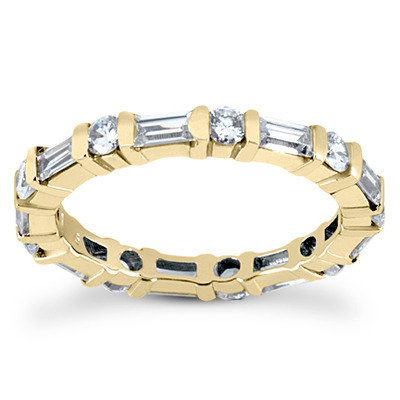 1.52 ct. Multi-Shape Bar Set Diamond Eternity Wedding Band - view 3