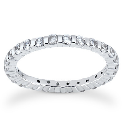 1.08 ct. Round Cut Bar Set Diamond Eternity Wedding Band thumbnail 1