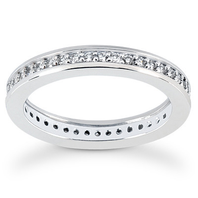 0.44 ct. Round Cut Channel Bead Set Diamond Eternity Wedding Band thumbnail 1