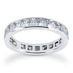 3.23 ct. Princesss Cut Channel Set Diamond Eternity Wedding Band thumbnail 1