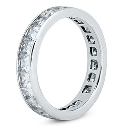 3.23 ct. Princesss Cut Channel Set Diamond Eternity Wedding Band thumbnail 2