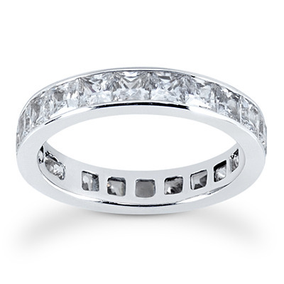 3.40 ct. Princesss Cut Channel Set Diamond Eternity Wedding Band thumbnail 1