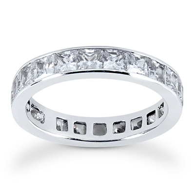 3.74 ct. Princesss Cut Channel Set Diamond Eternity Wedding Band - view 1