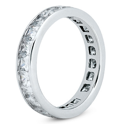 3.57 ct. Princesss Cut Channel Set Diamond Eternity Wedding Band 1 thumbnail 2