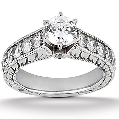 Bead Set Antique Diamond Bridal Ring (0.42 ct. tw.) - view 1