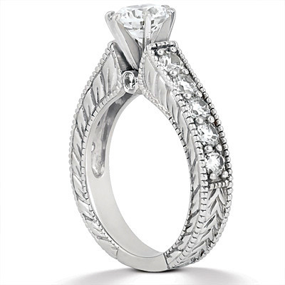 Bead Set Antique Diamond Bridal Ring (0.42 ct. tw.) thumbnail 2