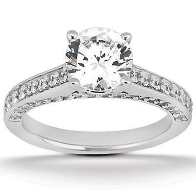 Round Cut Pave Set Diamond Bridal Ring (0.60 ct.tw.)