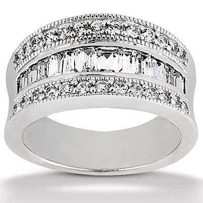 1.30 ct. Multi-shape Bead Set Milgrain Edge Diamond Wedding Band - view 1