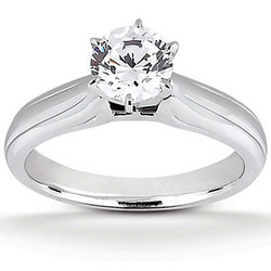 Engraved Six Prong Diamond Engagement Ring